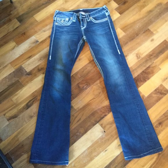 True Religion RN#112790 Low Rise straight Leg Jeans  size 26"waist 31 inseam - Picture 3 of 9